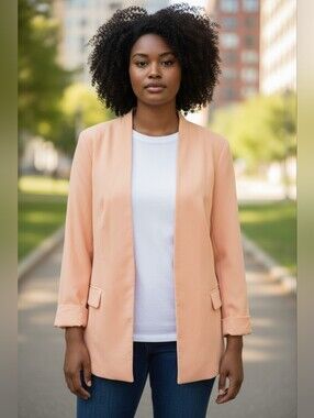 Jessica London Peach Open-Front Blazer